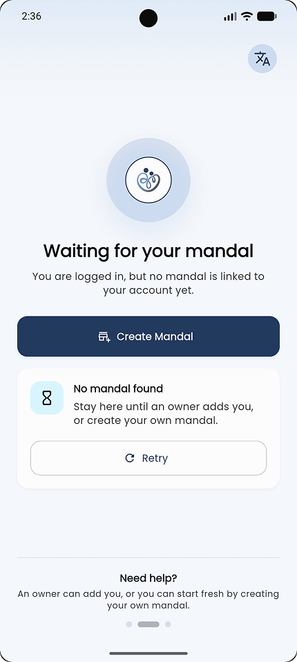 Real Mandal interface screen 1
